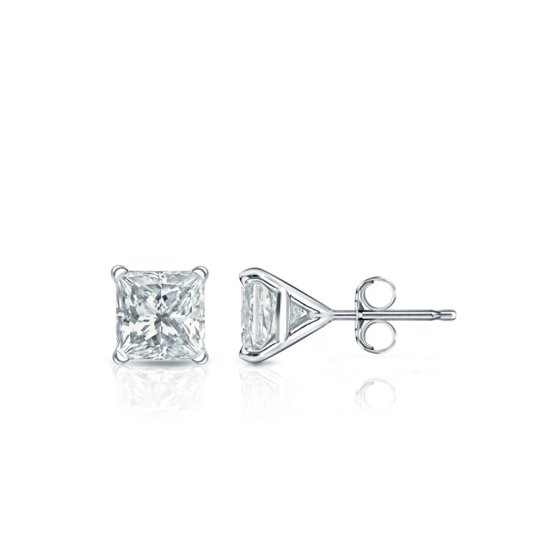 Auriya 14-karat Gold Lab Grown 0.40 carat TDW Princess Diamond Stud Earrings 4-Prong Martini Push-back