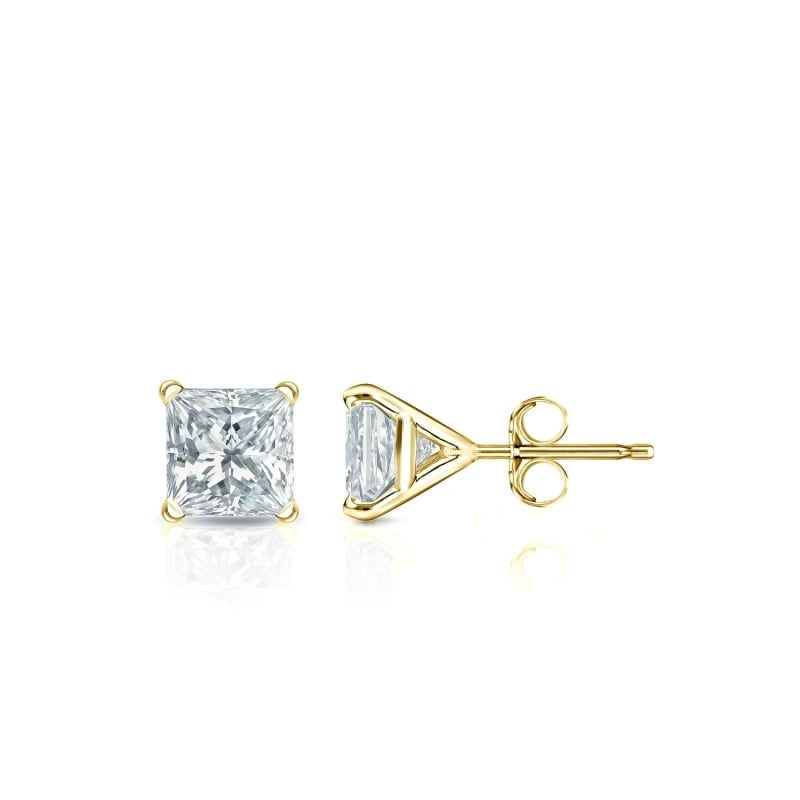 Auriya 14-karat Gold Lab Grown 0.40 carat TDW Princess Diamond Stud Earrings 4-Prong Martini Push-back