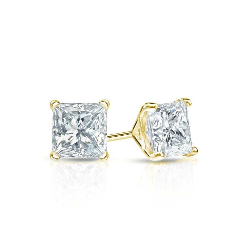 Auriya 14-karat Gold Lab Grown 0.40 carat TDW Princess Diamond Stud Earrings 4-Prong Martini Push-back