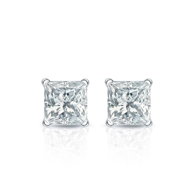 Auriya 14-karat Gold Lab Grown 0.40 carat TDW Princess Diamond Stud Earrings 4-Prong Martini Push-back