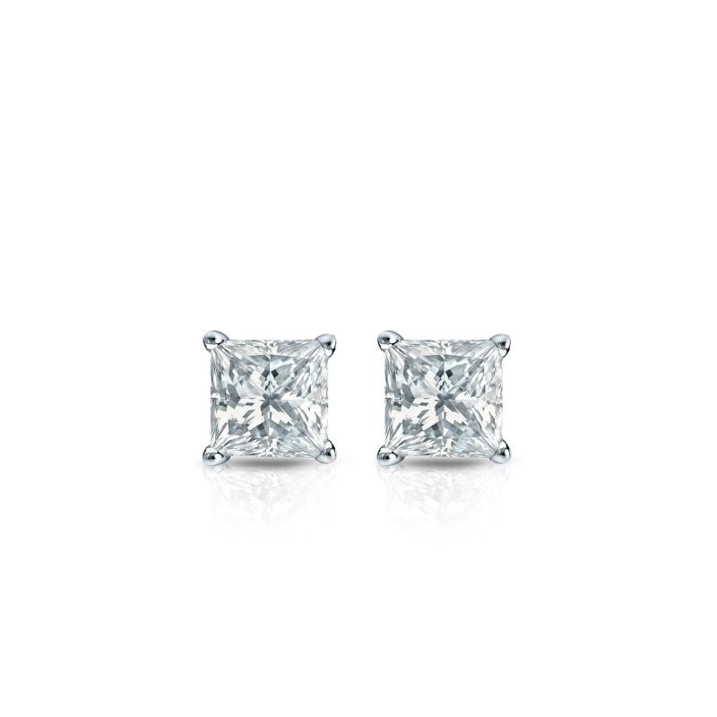 Auriya 14-karat Gold Lab Grown 0.90 carat TDW Princess Diamond Stud Earrings 4-Prong Basket Screw-back