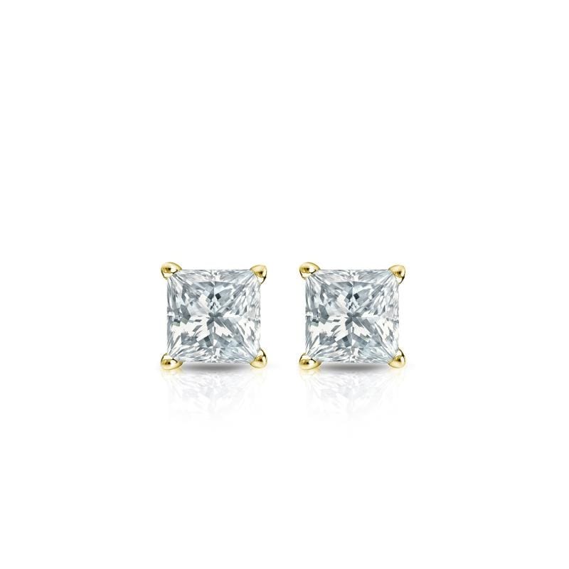 Auriya 14-karat Gold Lab Grown 0.90 carat TDW Princess Diamond Stud Earrings 4-Prong Basket Screw-back