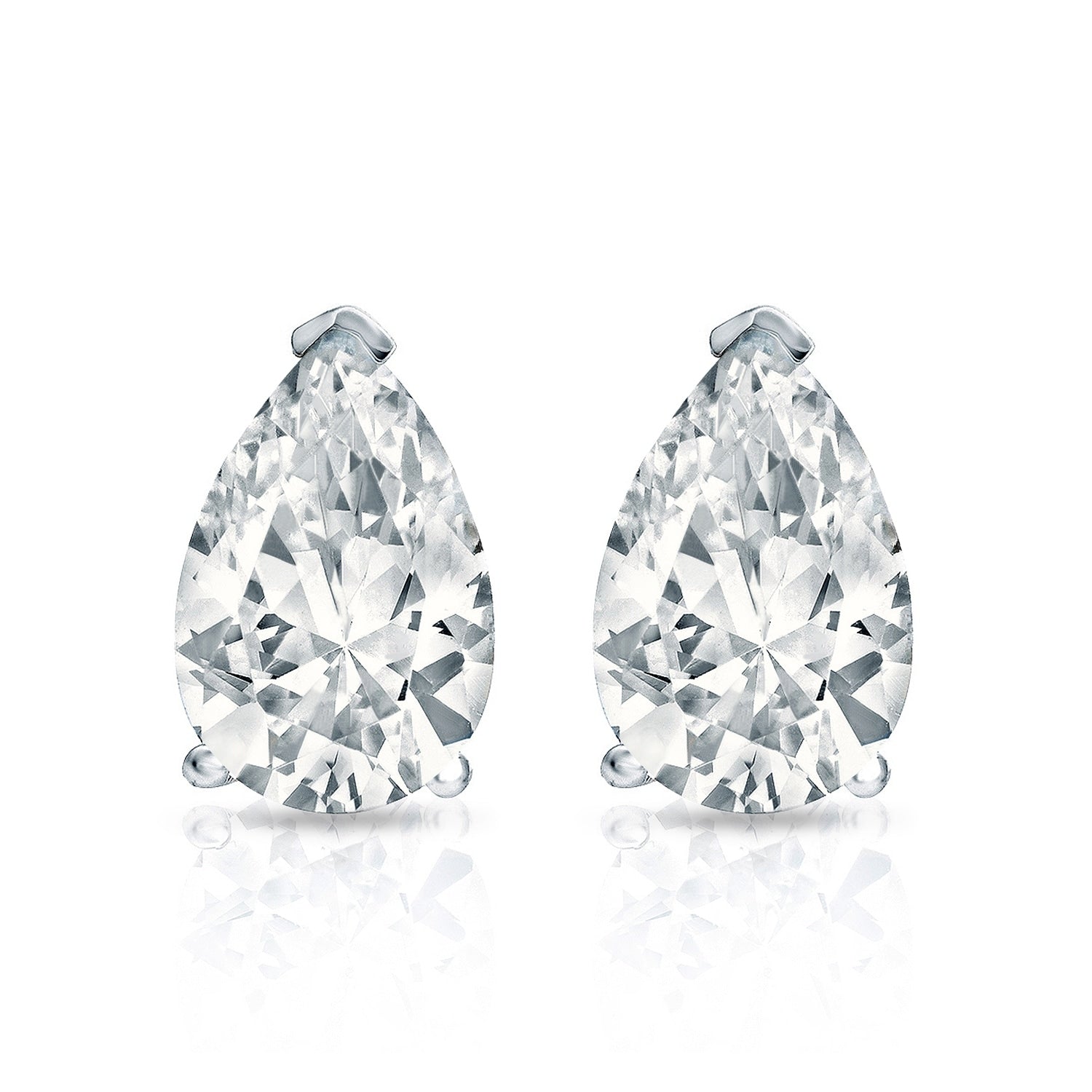 Auriya 14-karat Gold Lab Grown 1.00 carat TDW Pear Diamond Stud Earrings V-End Prong Screw-back