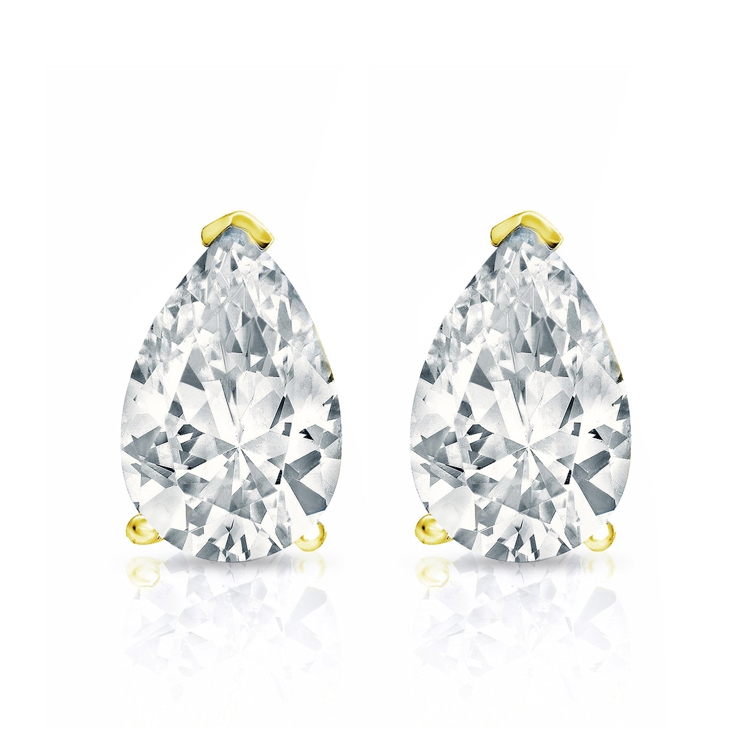 Auriya 14-karat Gold Lab Grown 1.00 carat TDW Pear Diamond Stud Earrings V-End Prong Screw-back