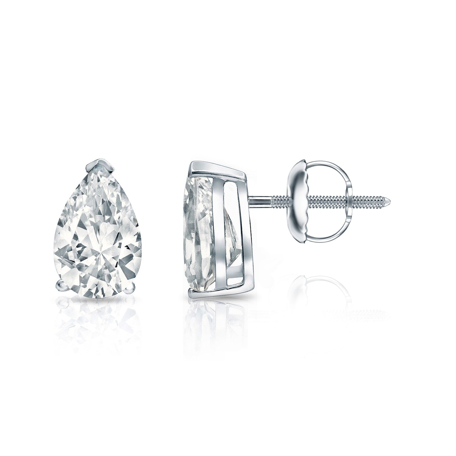 Auriya 14-karat Gold Lab Grown 1.00 carat TDW Pear Diamond Stud Earrings V-End Prong Screw-back