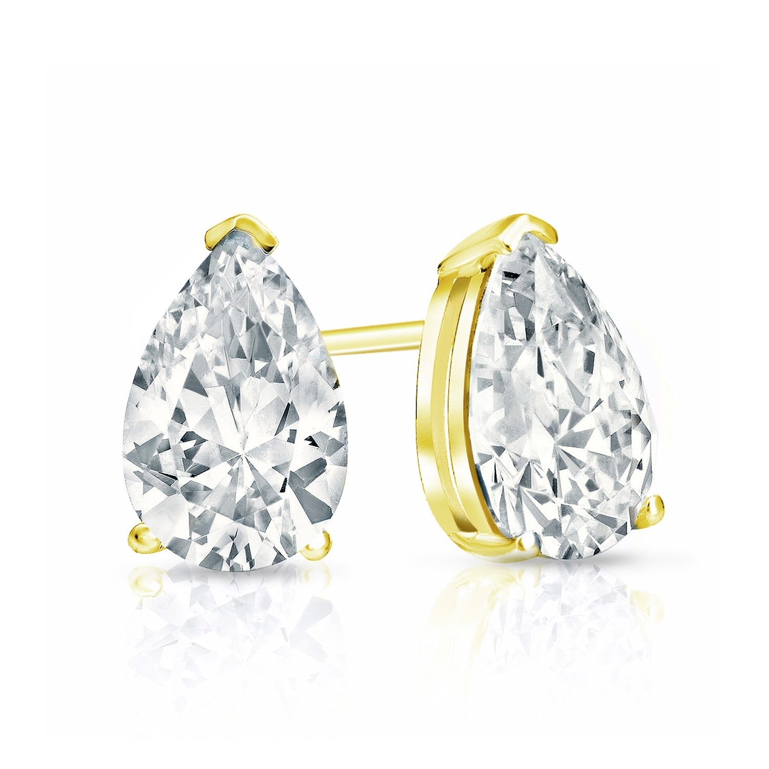 Auriya 14-karat Gold Lab Grown 1.00 carat TDW Pear Diamond Stud Earrings V-End Prong Screw-back