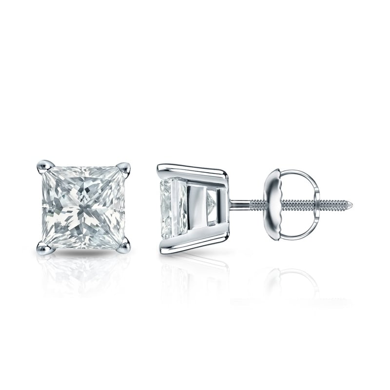 Auriya 14-karat Gold Lab Grown 1.25 carat TDW Princess Diamond Stud Earrings 4-Prong Basket Screw-back