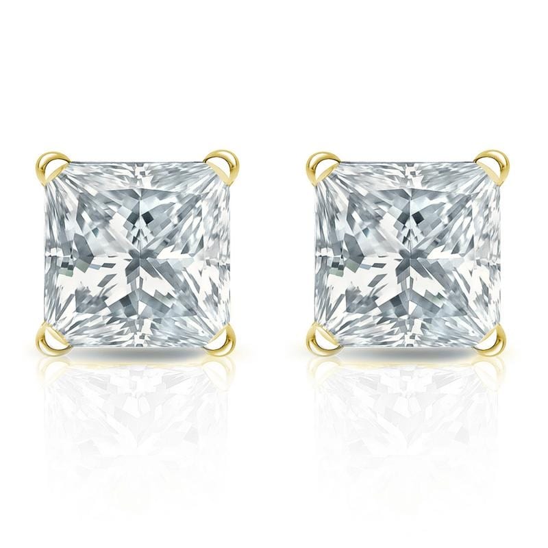 Auriya 14-karat Gold Lab Grown 2.00 carat TDW Princess Diamond Stud Earrings 4-Prong Martini Screw-back