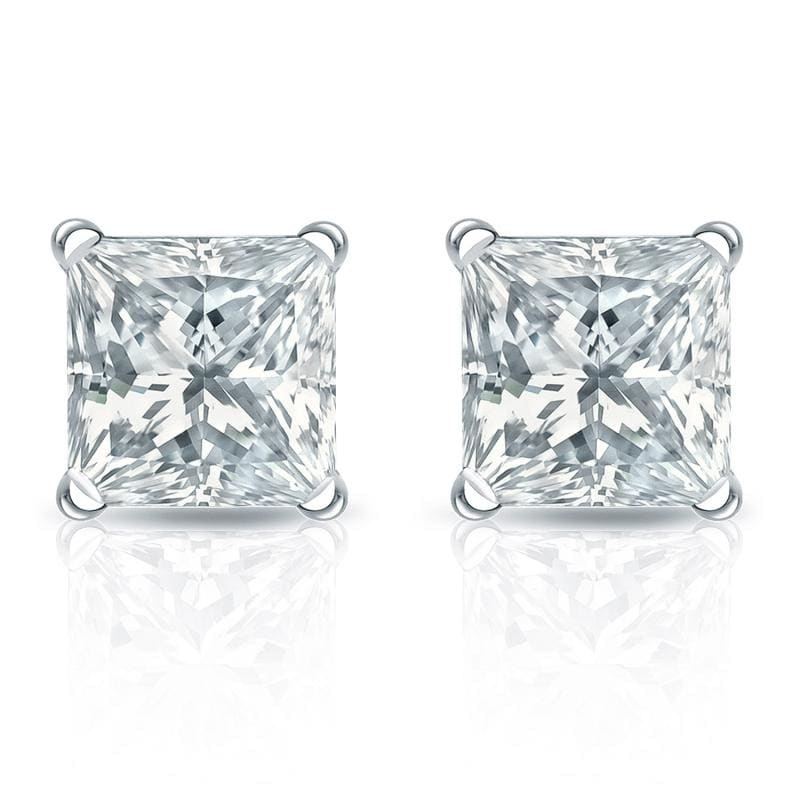 Auriya 14-karat Gold Lab Grown 2.00 carat TDW Princess Diamond Stud Earrings 4-Prong Martini Screw-back