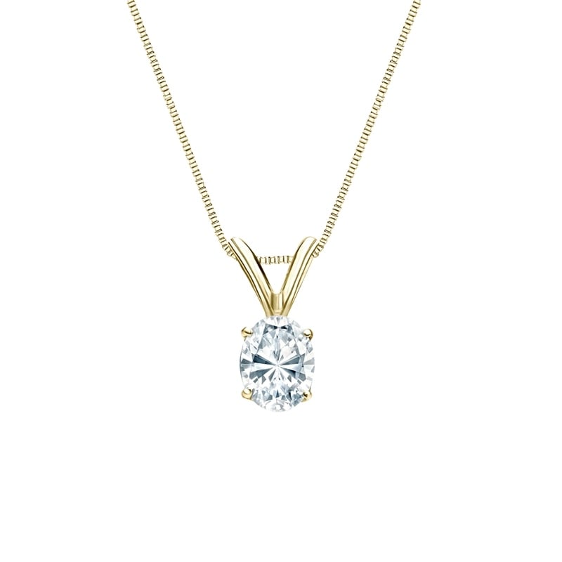 Auriya 14k Gold 0.45ctw Oval Solitaire Lab Grown Diamond Necklace 4-Prong Basket (H-I VS) - 0.45