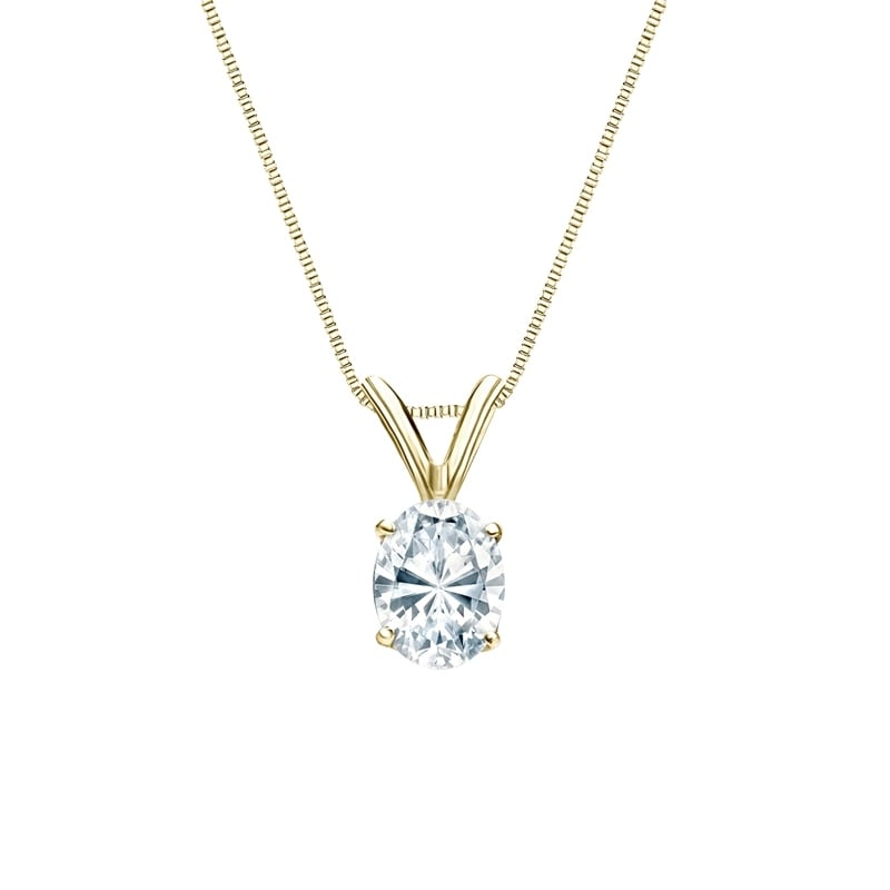 Auriya 14k Gold 0.45ctw Oval Solitaire Lab Grown Diamond Necklace 4-Prong Basket (H-I VS) - 0.45