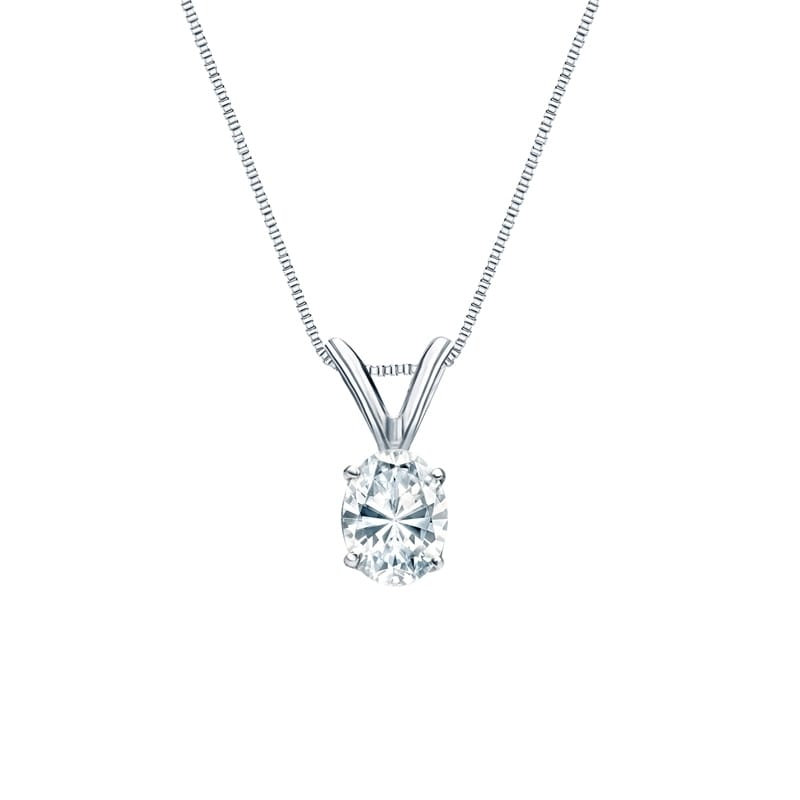 Auriya 14k Gold 0.45ctw Oval Solitaire Lab Grown Diamond Necklace 4-Prong Basket (H-I VS) - 0.45