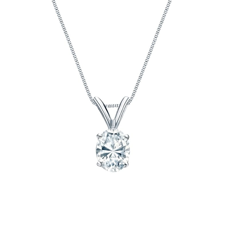 Auriya 14k Gold 0.45ctw Oval Solitaire Lab Grown Diamond Necklace 4-Prong Basket (H-I VS) - 0.45