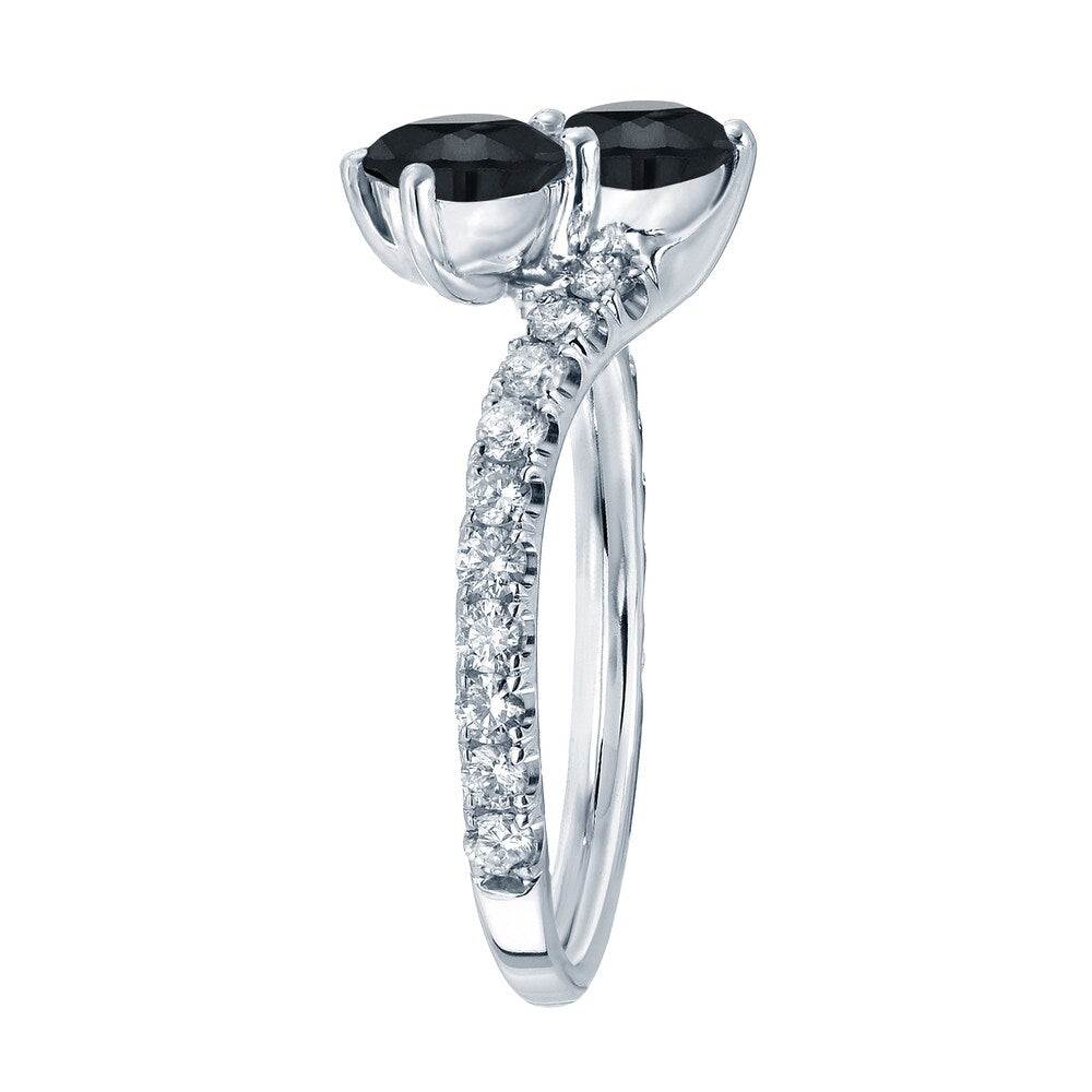 Auriya 14k Gold 1 1/2ctw 2-Stone Black Diamond Engagement Ring
