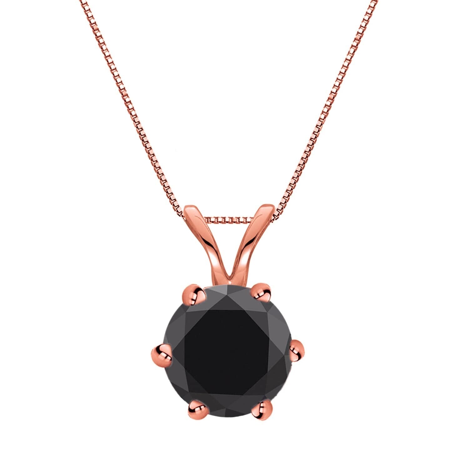 Auriya 14k Gold 1 1/4ctw Solitaire Black Diamond Necklace 6-Prong