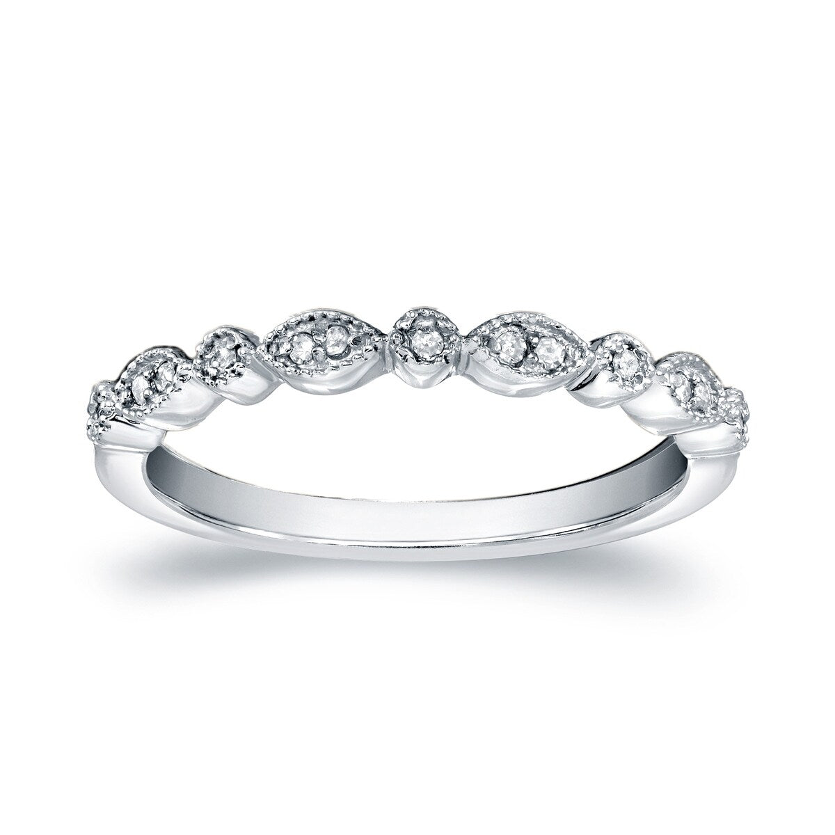 Auriya 14k Gold 1/10ctw Vintage Diamond Wedding Band