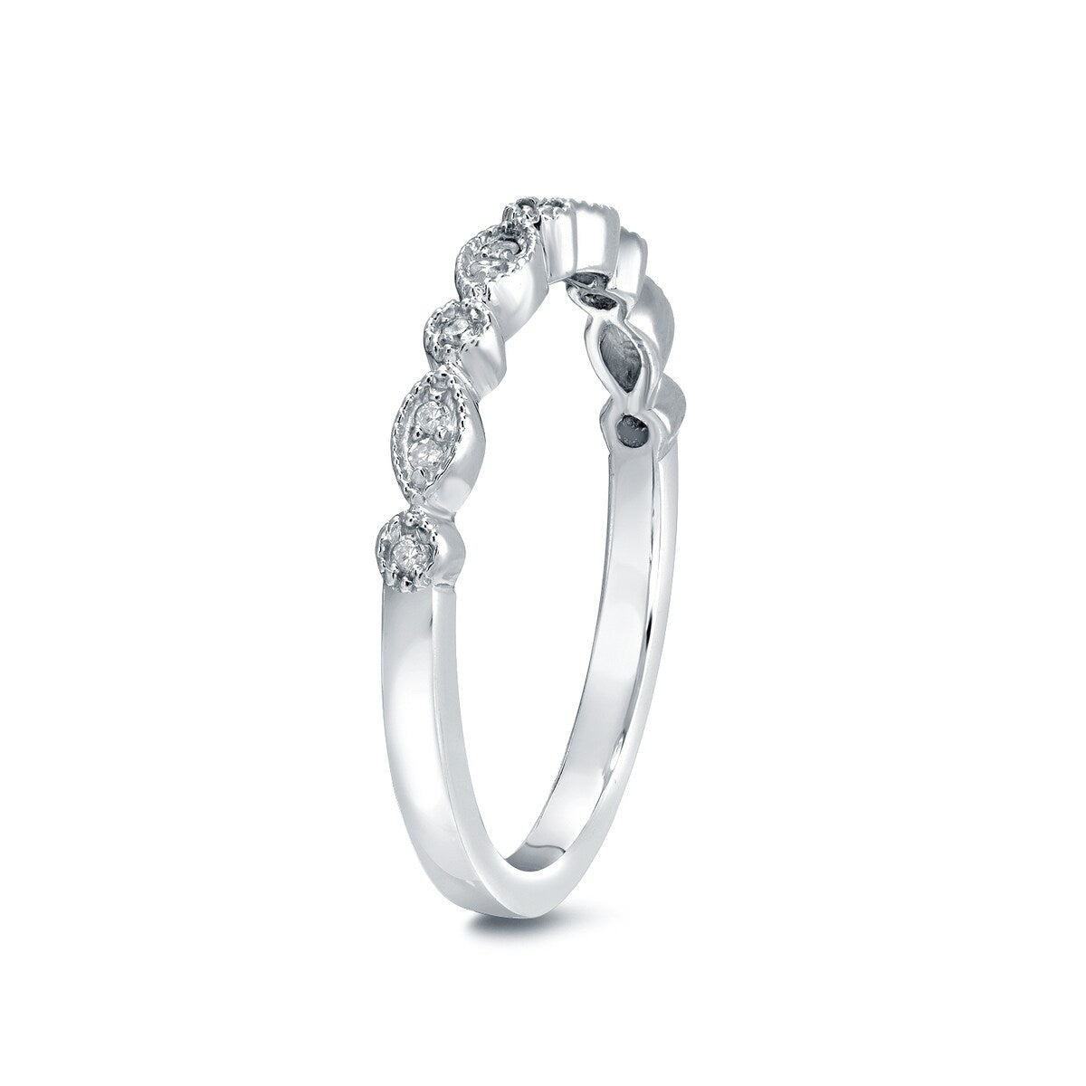 Auriya 14k Gold 1/10ctw Vintage Diamond Wedding Band