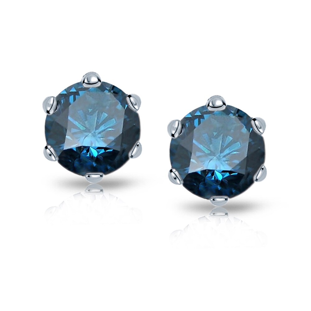 Auriya 1/2ctw Round Blue Diamond Stud Earrings 14k Gold 6-Prong