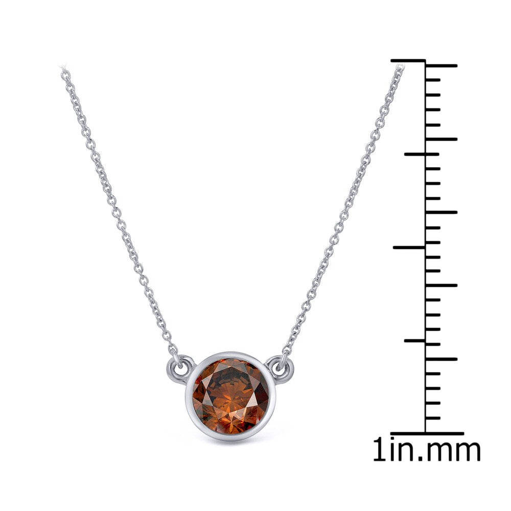 Auriya 14k Gold 1/2ct TDW Round Bezel Set Solitaire Brown Diamond Necklace