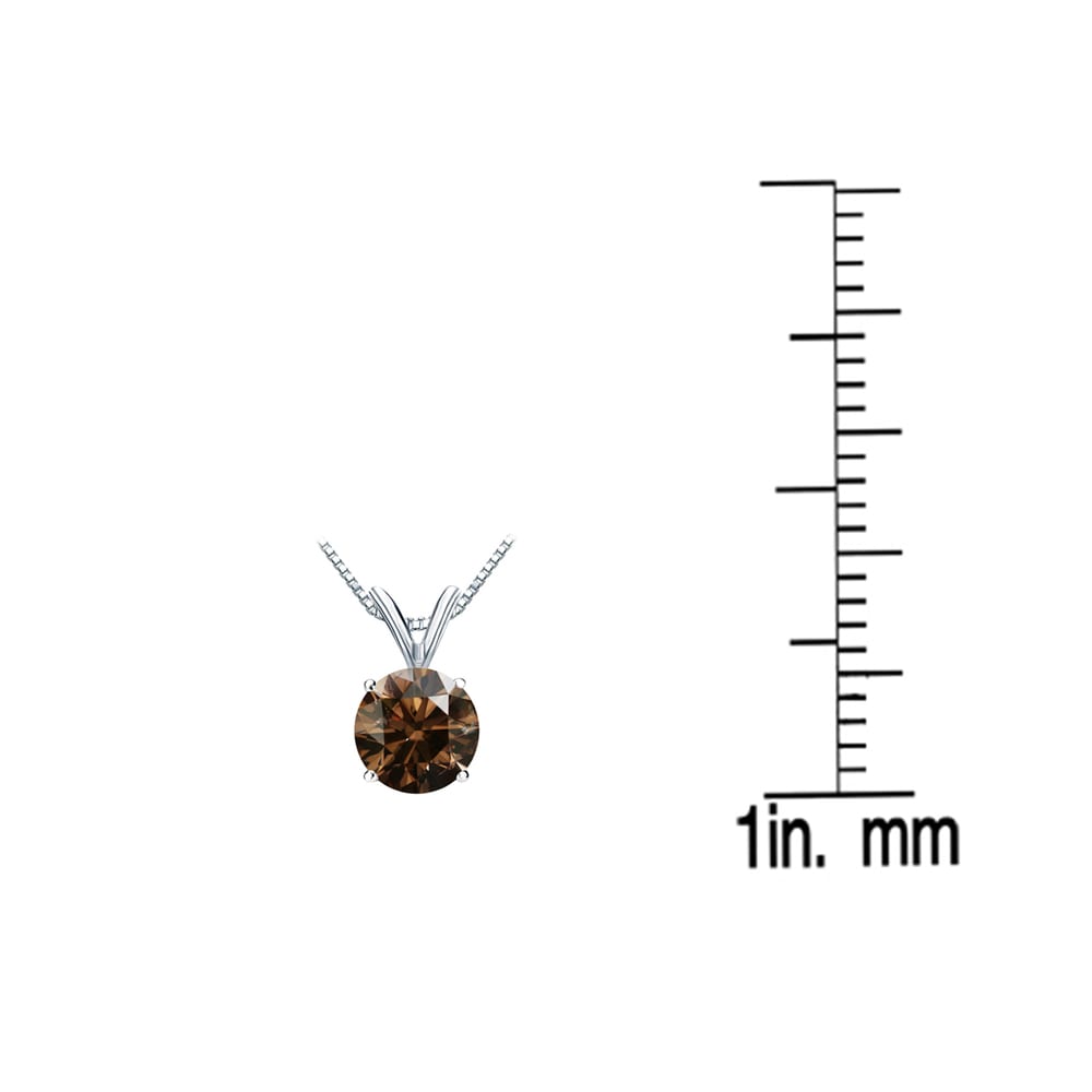 Auriya 14k Gold 1/2ct TDW Round Brown Diamond Solitaire Necklace (SI1-SI2)