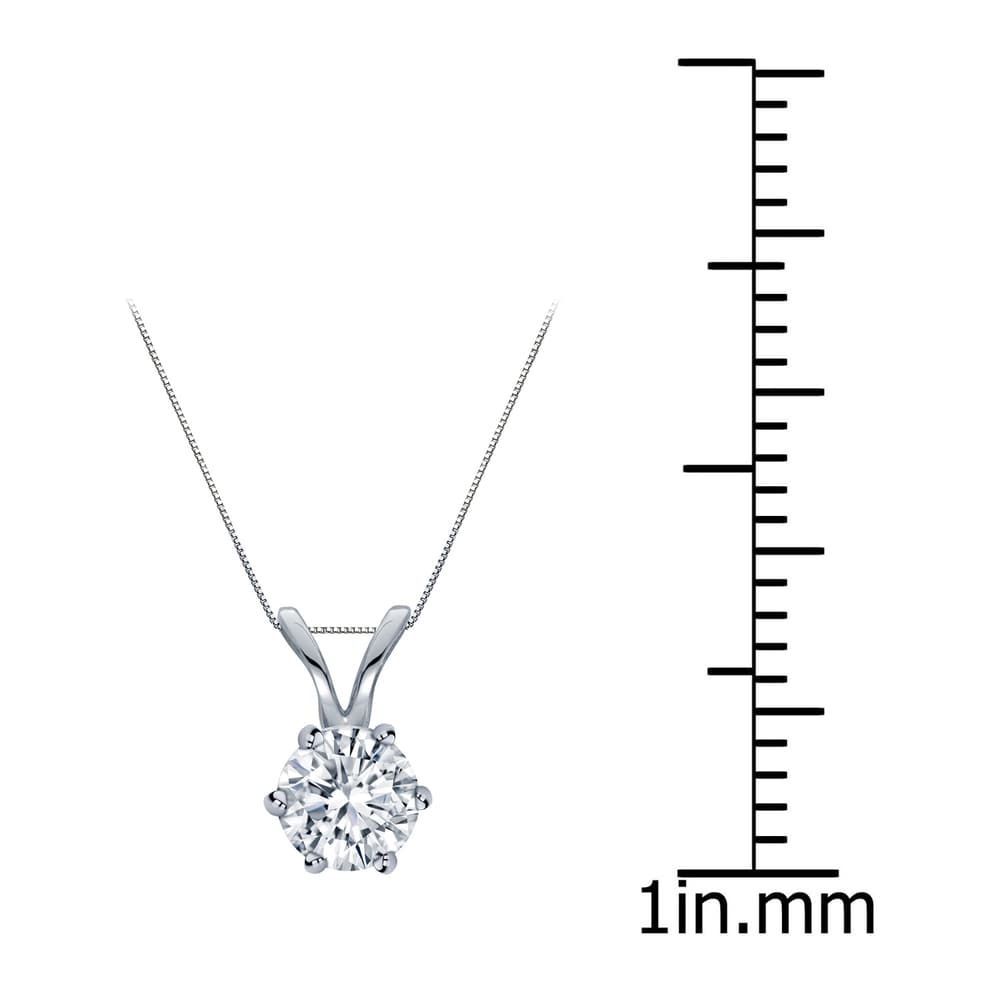 Auriya 14k Gold 1/3ct TDW Round 6-Prong Diamond Solitaire Necklace (H-I, VS1-VS2)