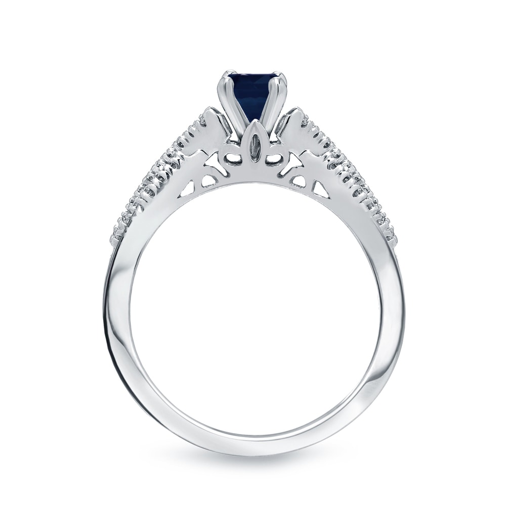 14k Gold 1/4ct Sapphire and 1/4ct TDW Diamond Braided Infinity Engagement Ring Set by Auriya