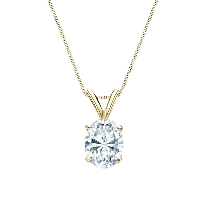 Auriya 14k Gold 1.50ctw Oval Solitaire Lab Grown Diamond Necklace 4-Prong Basket (D-E VVS) - 1.5