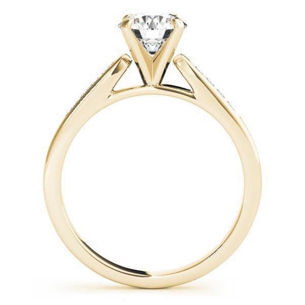 Auriya Classic 1ct Round Moissanite and Diamond Engagement Ring 1/10ctw 14K Gold