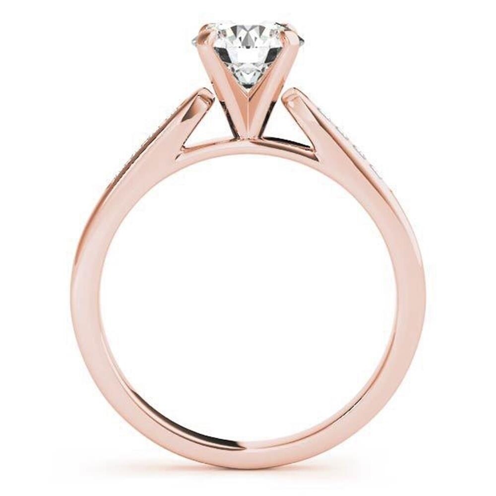Auriya Classic 1ct Round Moissanite and Diamond Engagement Ring 1/10ctw 14K Gold