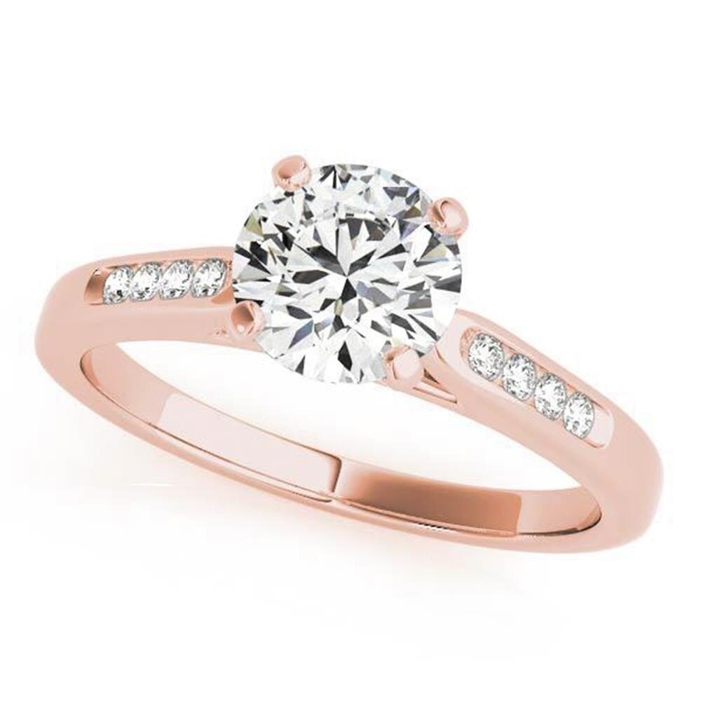 Auriya Classic 1ct Round Moissanite and Diamond Engagement Ring 1/10ctw 14K Gold