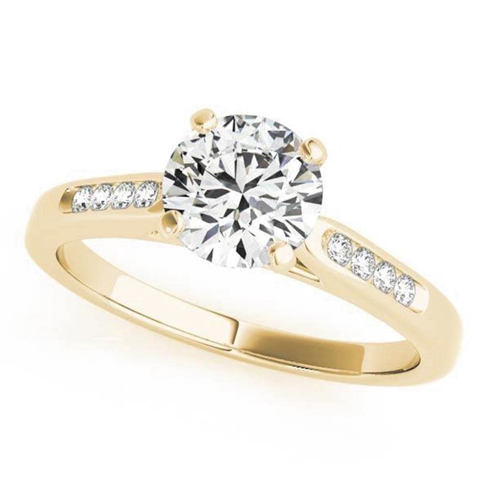 Auriya Classic 1ct Round Moissanite and Diamond Engagement Ring 1/10ctw 14K Gold
