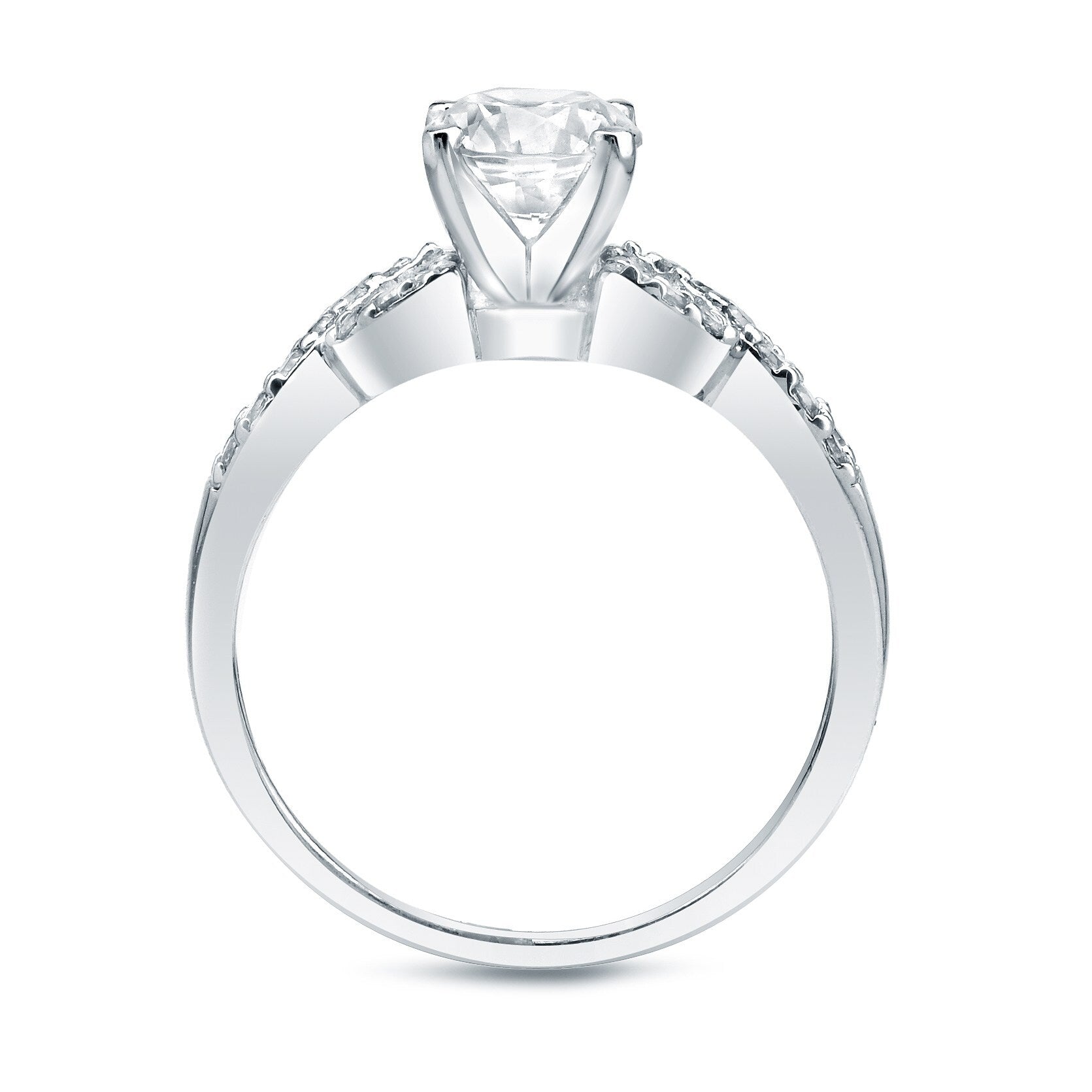 Auriya 14k Gold 1ctw Braided Round Diamond Engagement Ring Set