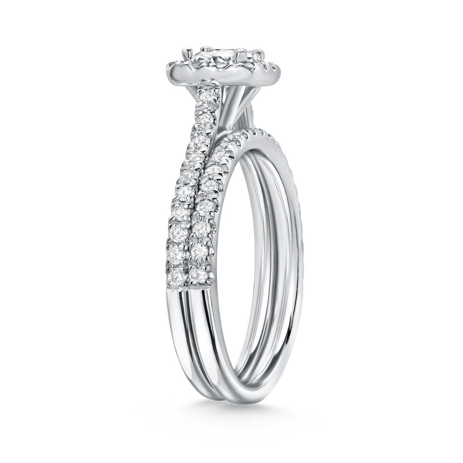 Auriya 14k Gold 1ctw Princess-cut Halo Diamond Engagement Ring Set