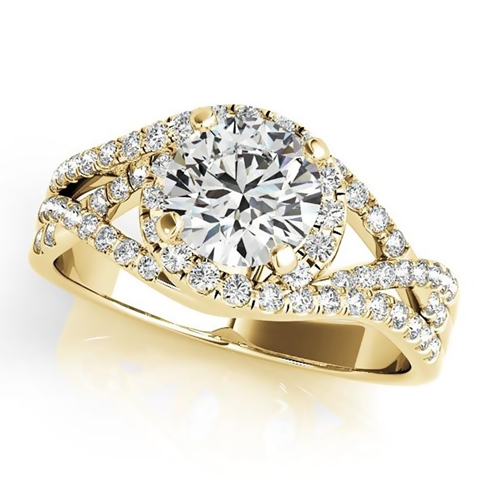 Auriya 14k Gold Modern 2 1/2ct Moissanite Halo Diamond Engagement Ring 3/8ctw