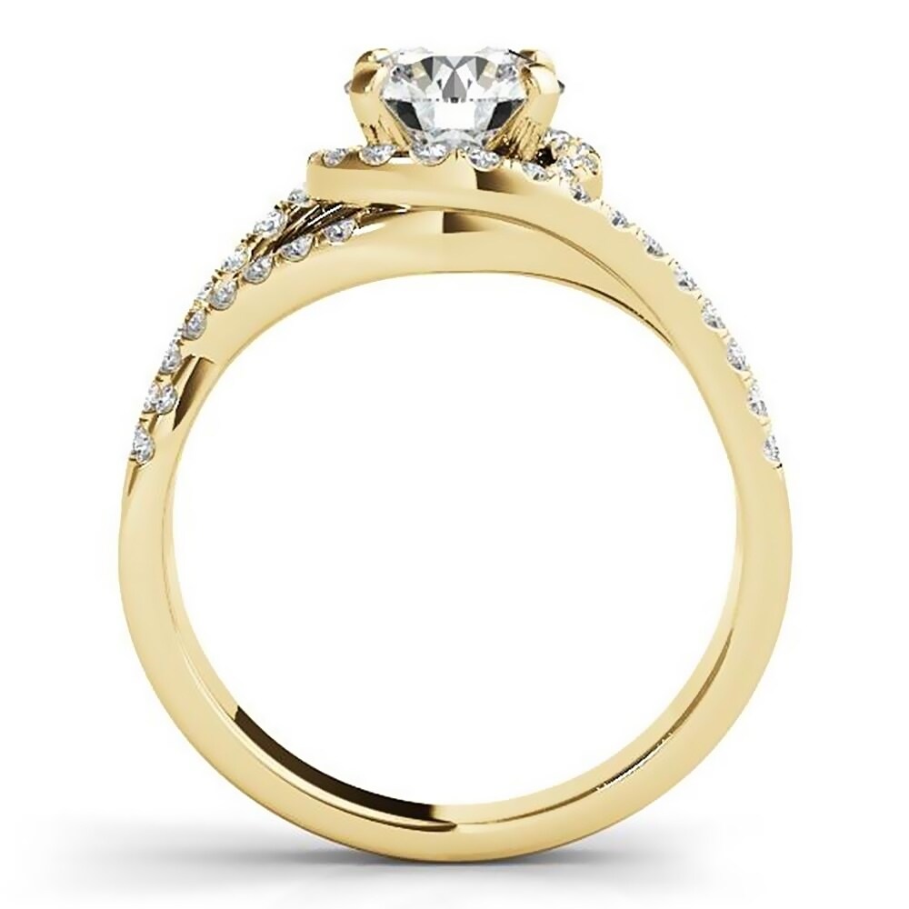 Auriya 14k Gold Modern 2 1/2ct Moissanite Halo Diamond Engagement Ring 3/8ctw