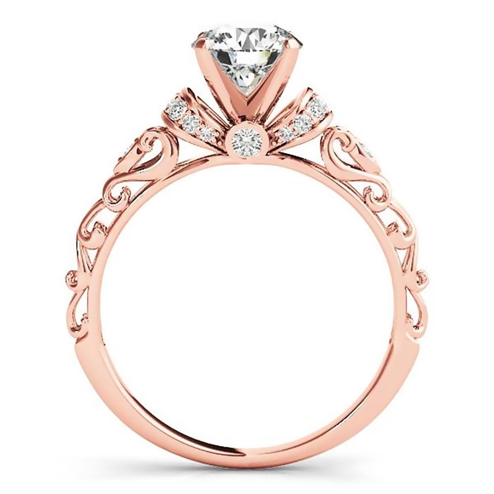 Auriya 14k Gold 2 carat Vintage Moissanite and Diamond Engagement Ring 1/8ctw