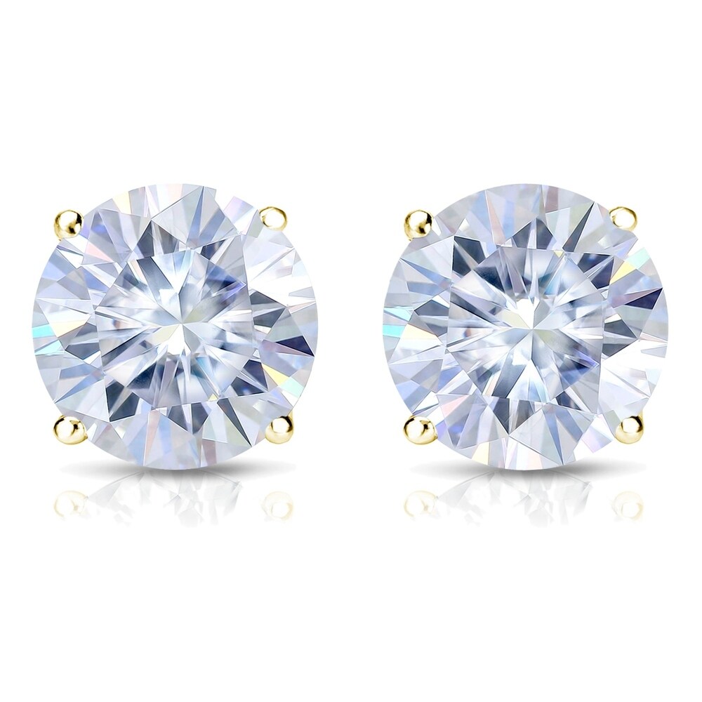 Auriya 14k Gold 2ctw Round Moissanite Stud Earrings - 6.5 mm, Screw-Backs