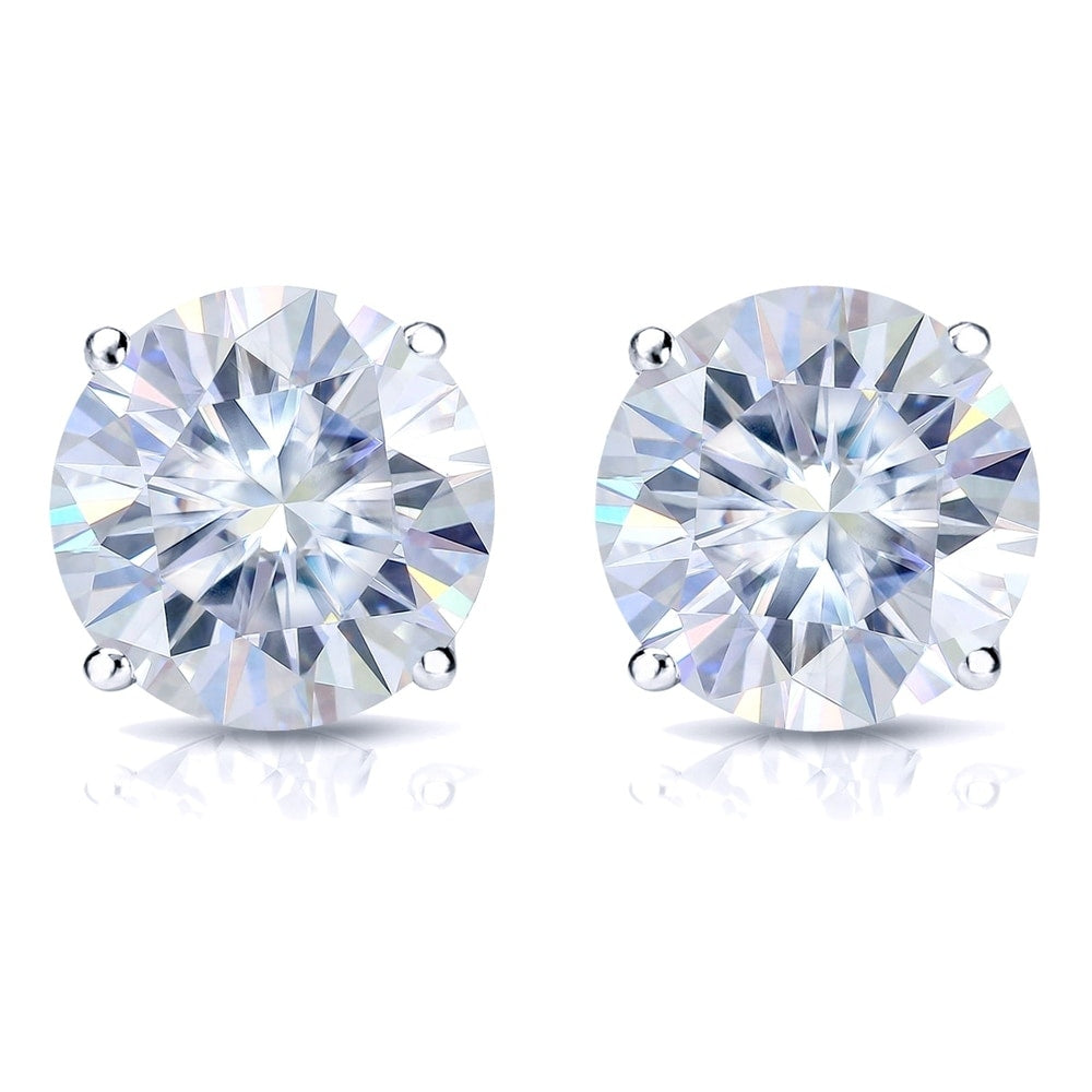 Auriya 14k Gold 2ctw Round Moissanite Stud Earrings - 6.5 mm, Screw-Backs