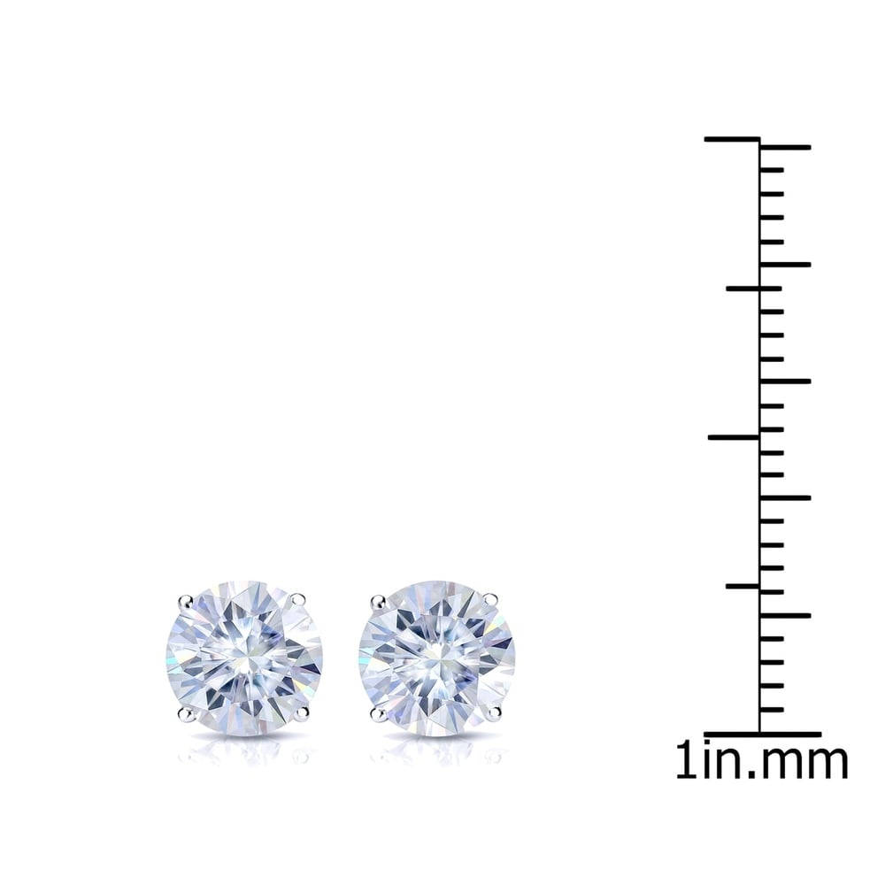 Auriya 14k Gold 2ctw Round Moissanite Stud Earrings - 6.5 mm, Screw-Backs