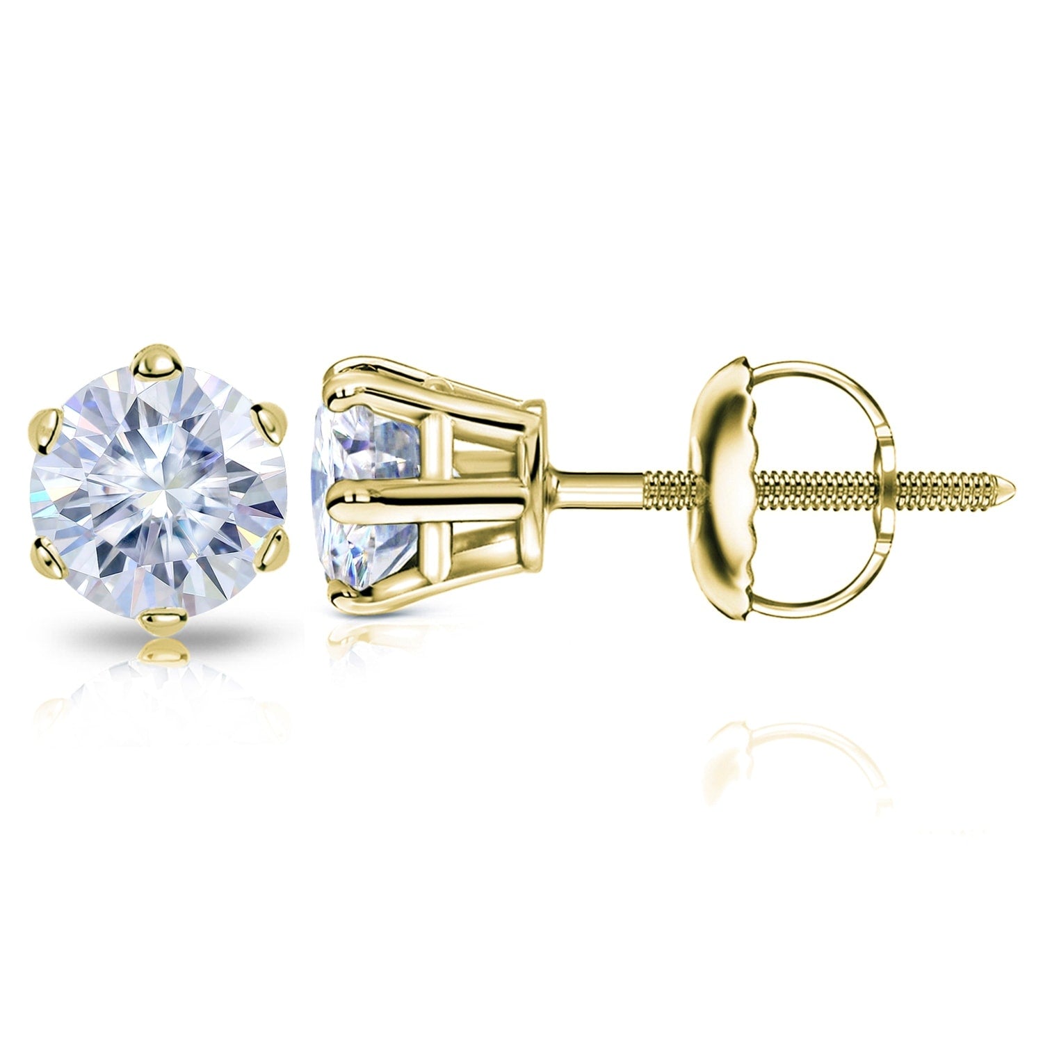 Auriya 3 1/2ctw Round Moissanite Stud Earrings 14k Gold - 7.8 mm