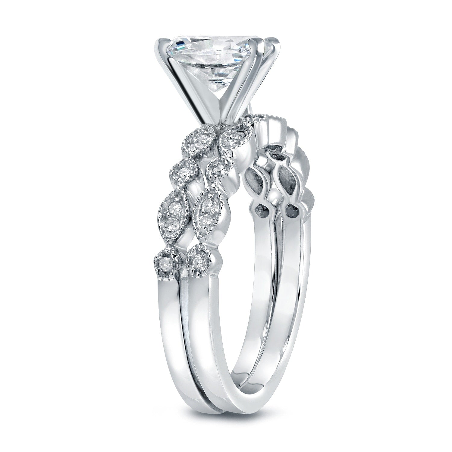 Auriya 14k Gold 3/4ctw Vintage Oval Diamond Engagement Ring Set