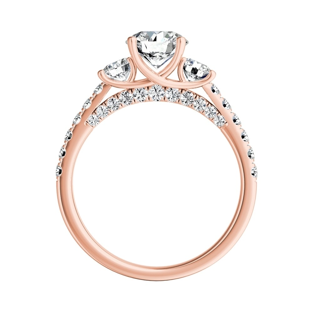 Auriya 3-Stone 3/4ct Round Moissanite and 7/8ct Diamond Engagement Ring 14K Gold
