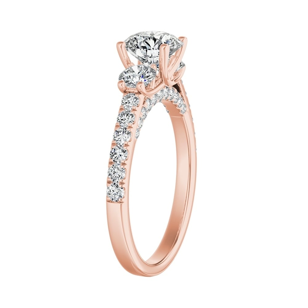 Auriya 3-Stone 3/4ct Round Moissanite and 7/8ct Diamond Engagement Ring 14K Gold