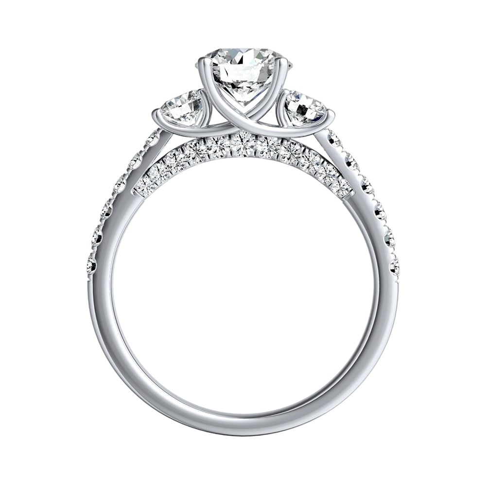 Auriya 3-Stone 3/4ct Round Moissanite and 7/8ct Diamond Engagement Ring 14K Gold