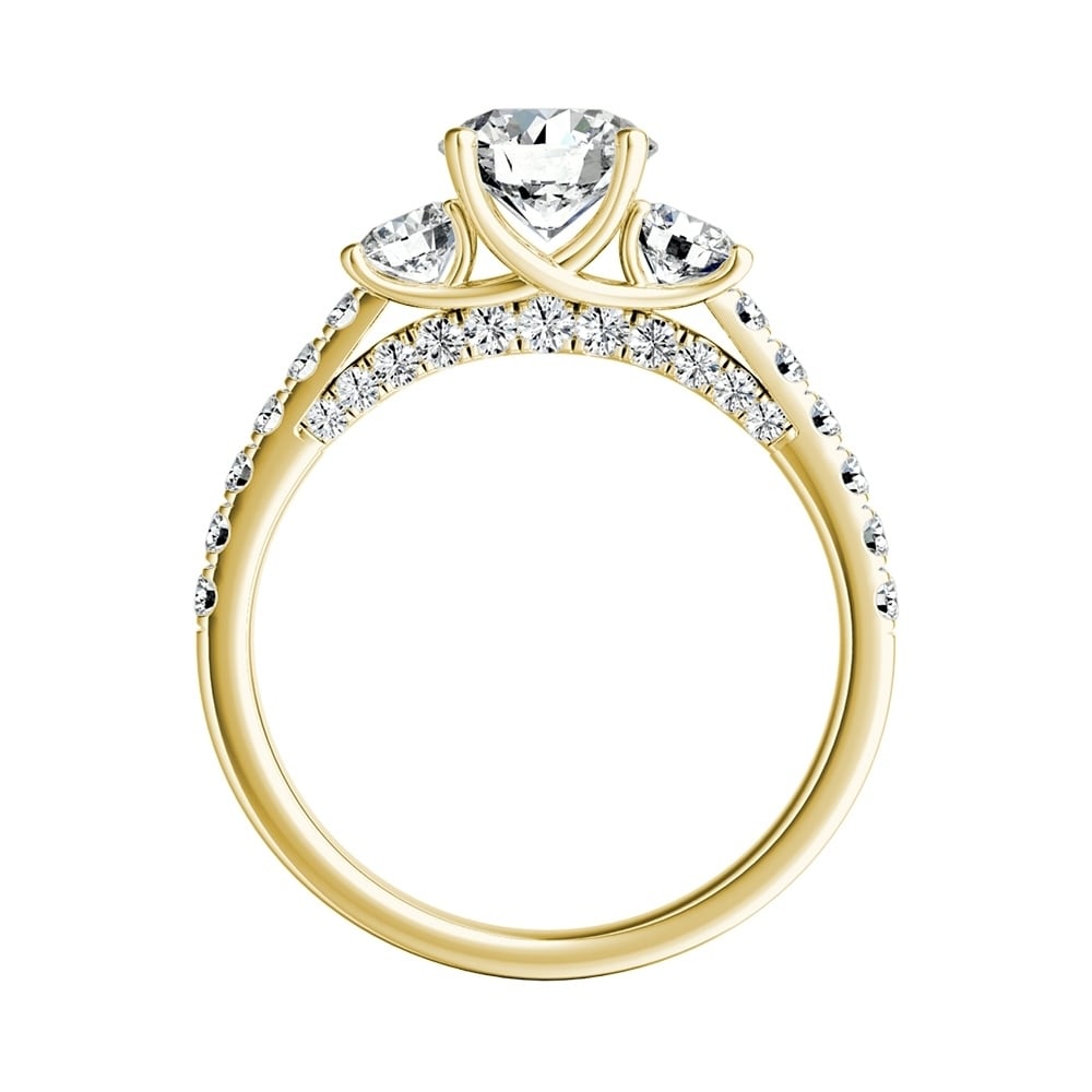 Auriya 3-Stone 3/4ct Round Moissanite and 7/8ct Diamond Engagement Ring 14K Gold