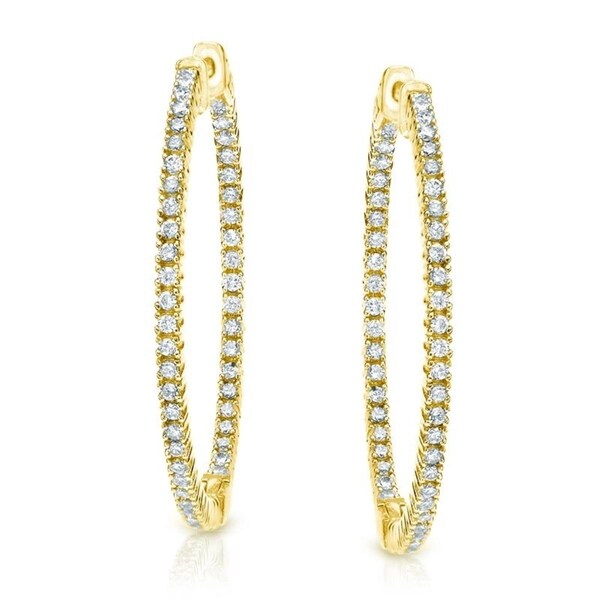 Auriya 14k Gold 3 carat TW Small to Large Diamond Hoop Earrings
