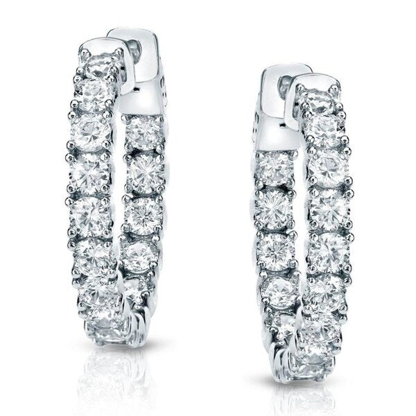 Auriya 14k Gold 3 carat TW Small to Large Diamond Hoop Earrings