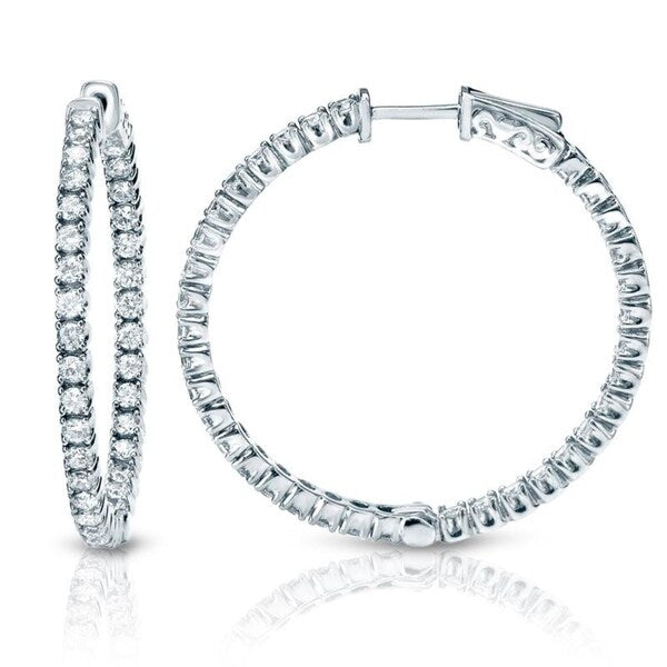 Auriya 14k Gold 3 carat TW Small to Large Diamond Hoop Earrings