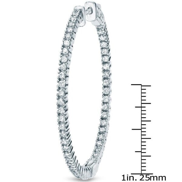 Auriya 14k Gold 3 carat TW Small to Large Diamond Hoop Earrings