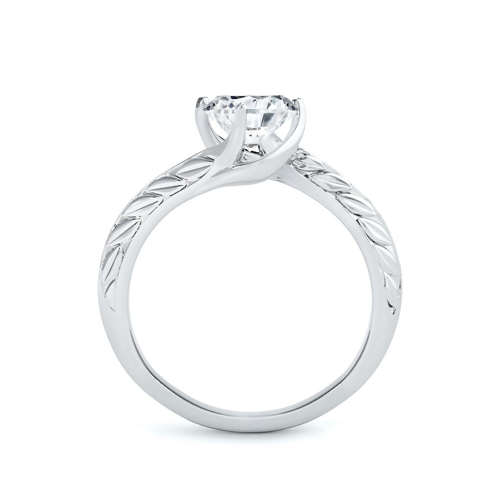 Vintage Inspired Round 3ctw Moissanite Solitaire Engagement Ring by Auriya 14k Gold